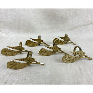 Set of 6 Brass Trumpeting Angel Napkin Rings